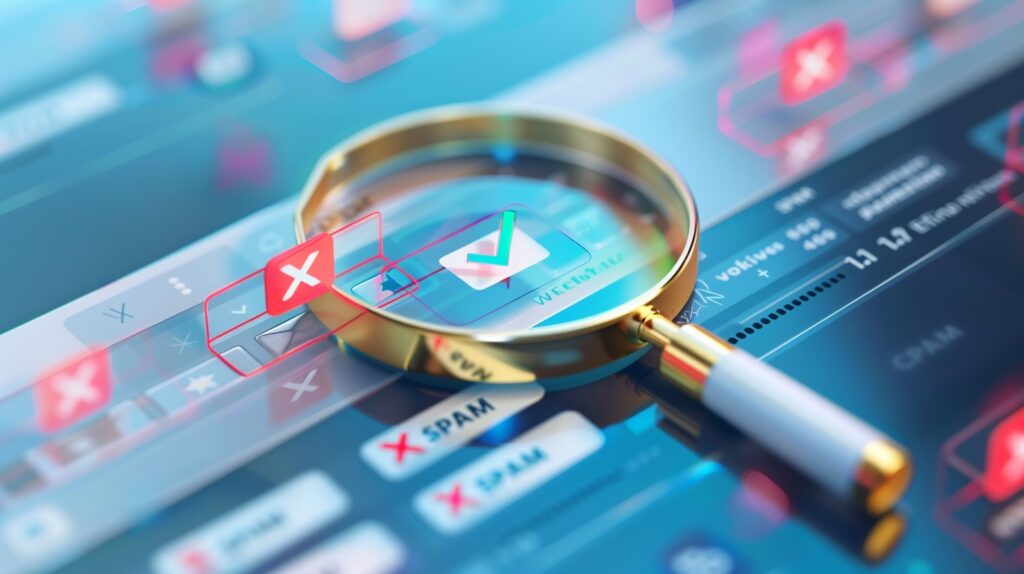 web search results page with magnifying glass