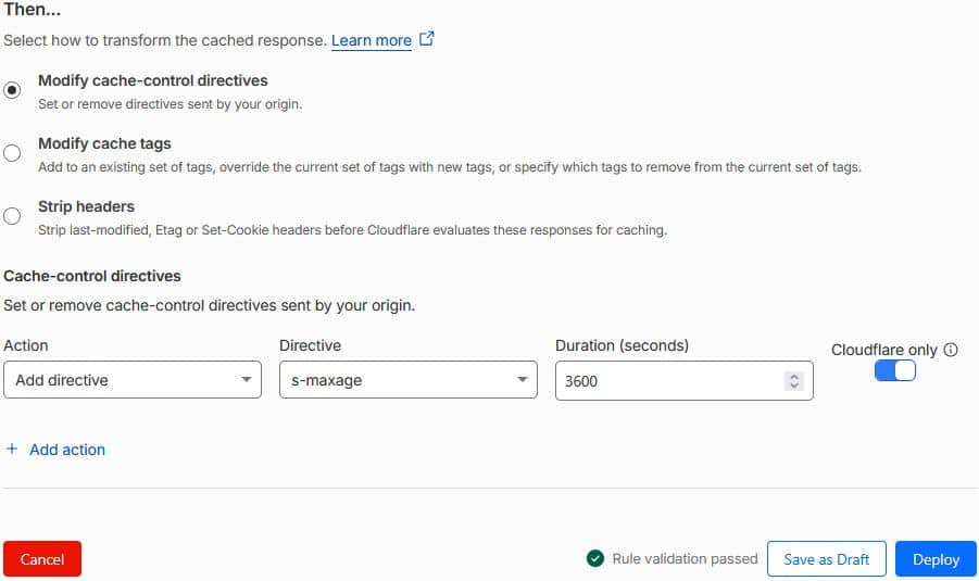 Cloudflare Cache Response Rule za promjenu Cache-Control postavki odgovora