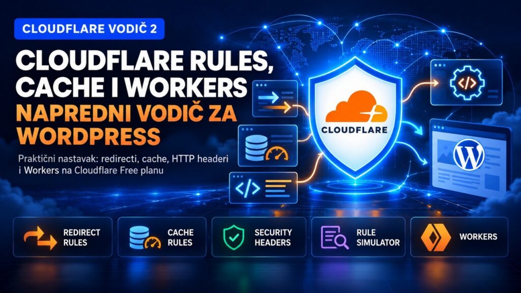 Cloudflare Rules, Cache i Workers za WordPress – napredni vodič s redirectima, cache pravilima i sigurnosnim headerima